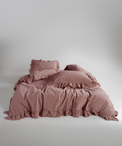 Stonewash 100% Yıkanmış Pamuk Exclusive Nevresim Set Old Rose