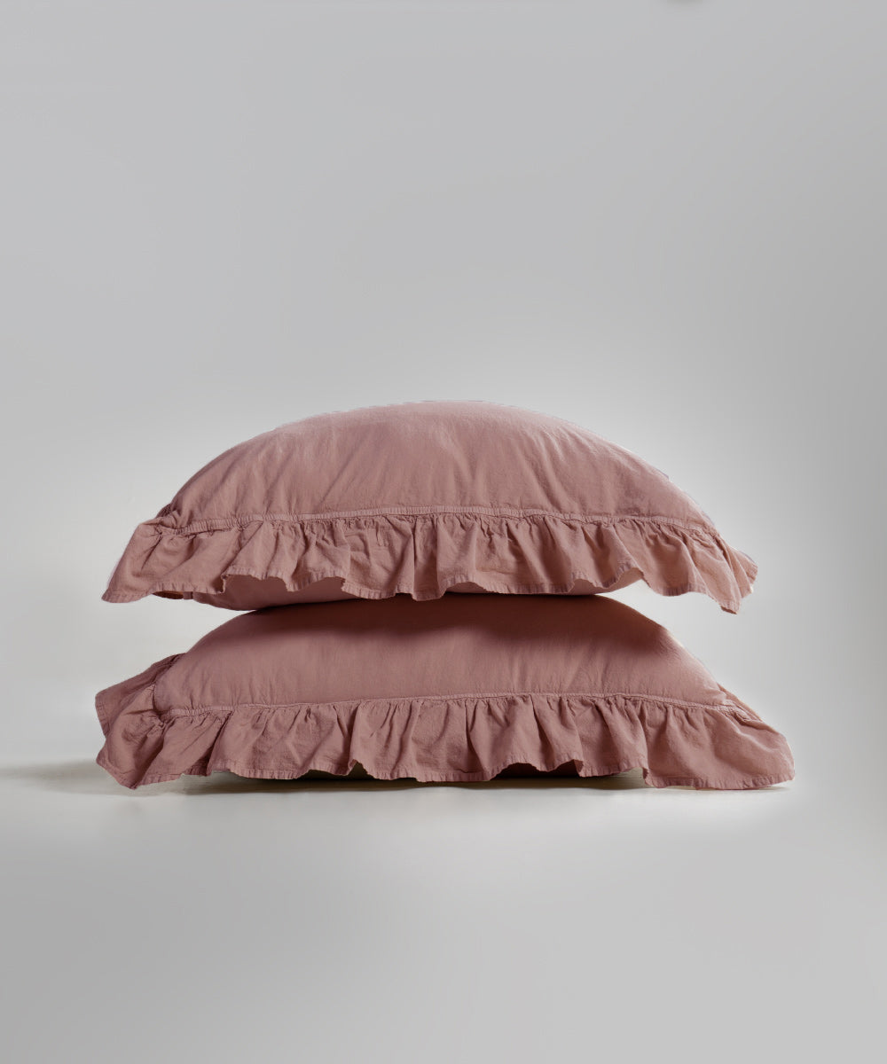 Stonewash 100% Yıkanmış Pamuk Exclusive Yastık Kılıfı Old Rose