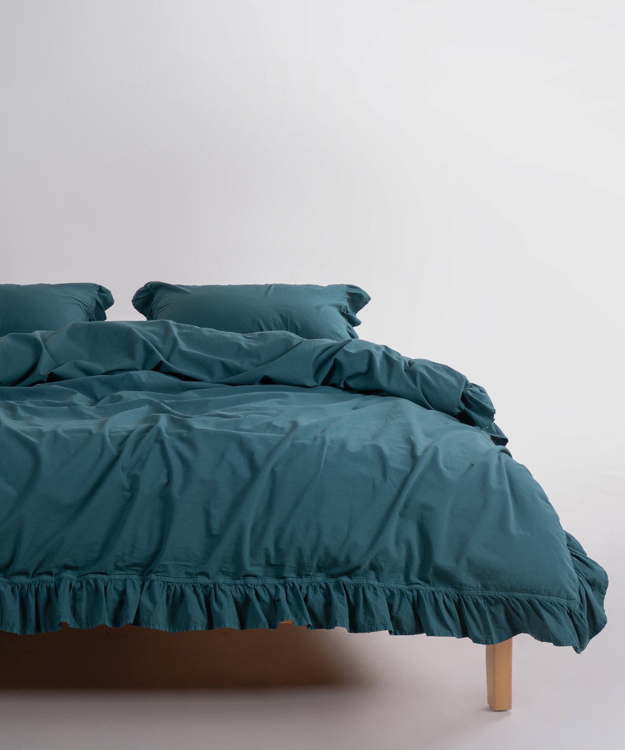 Exclusive Stonewash 100% Yıkanmış Pamuk Nevresim Seti Dark Green