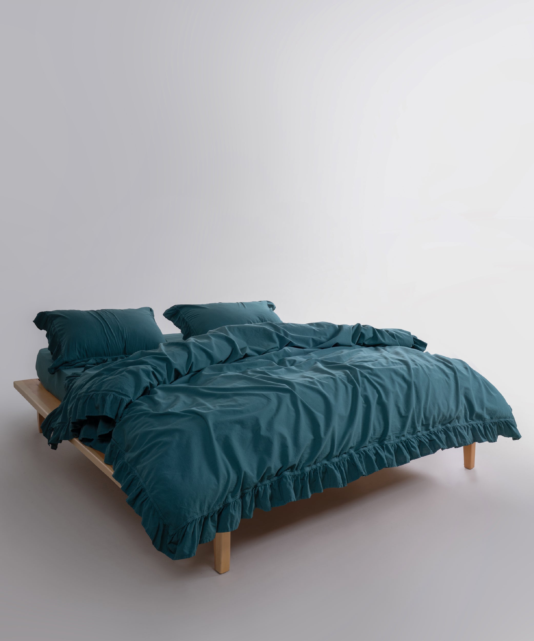 Exclusive Stonewash 100% Yıkanmış Pamuk Nevresim Seti Dark Green