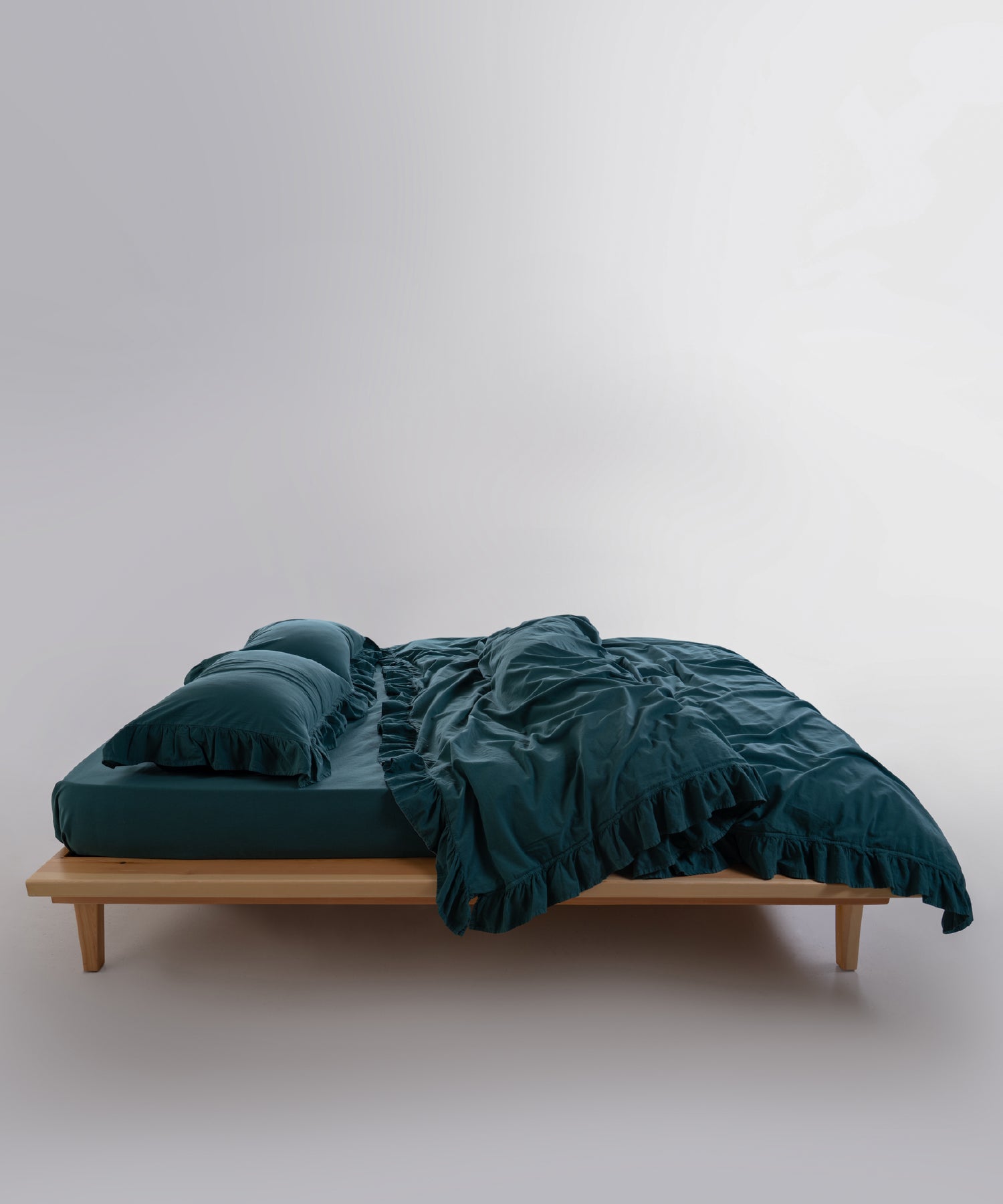 Exclusive Stonewash 100% Yıkanmış Pamuk Nevresim Takımı Dark Green