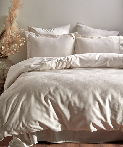 %100 Pamuk Jakarlı Nevresim Takımı Hoten - Natural Cream