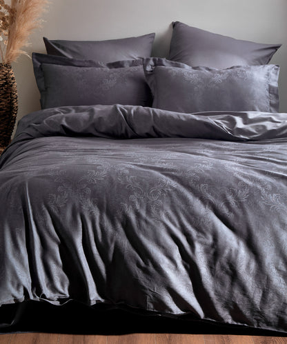 %100 Pamuk Jakarlı Nevresim Takımı Hoten - Natural Grey