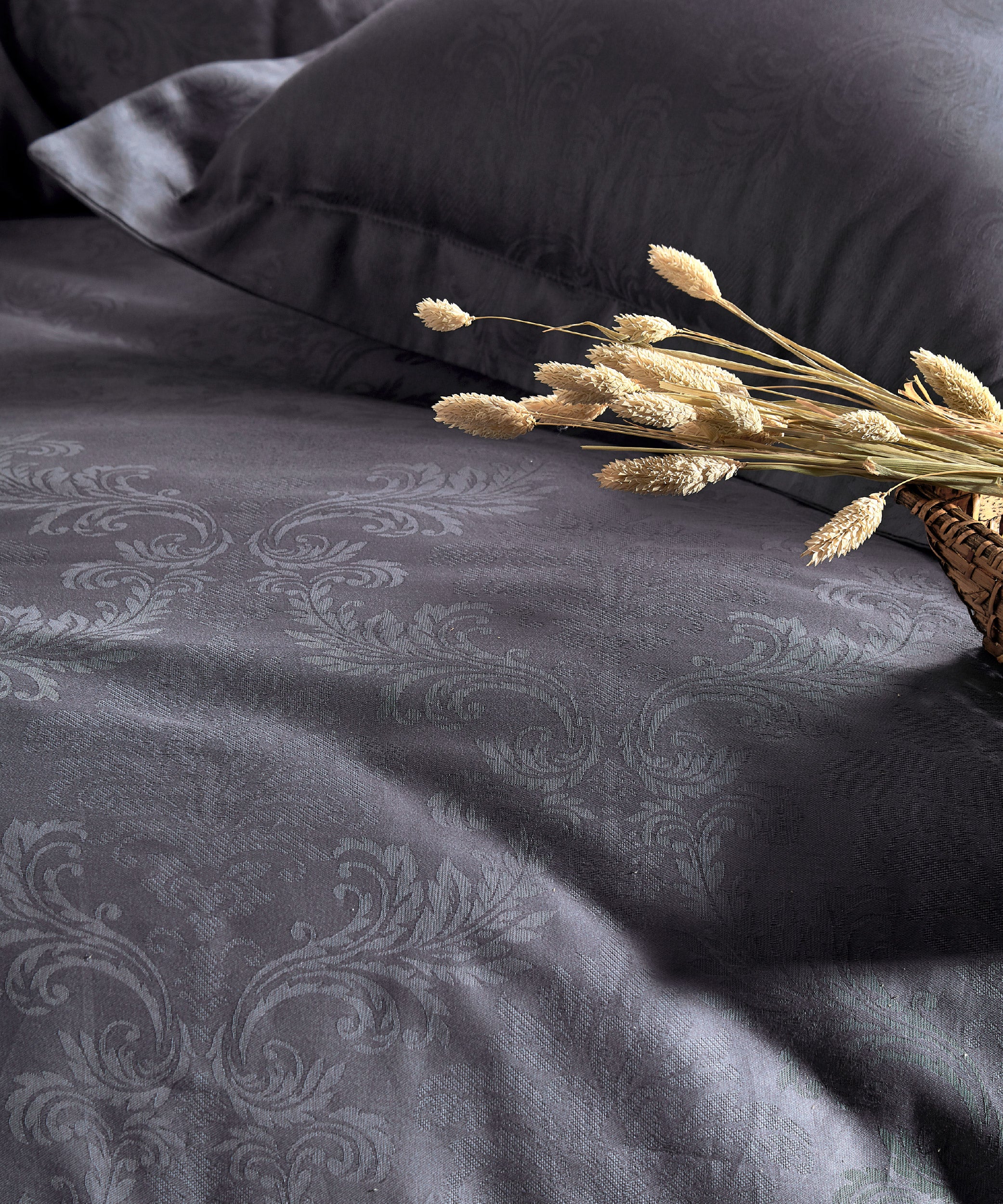 %100 Pamuk Jakarlı Nevresim Takımı Hoten - Natural Grey