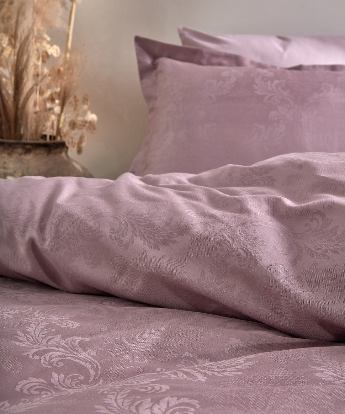 %100 Pamuk Jakarlı Nevresim Takımı Hoten - Natural Violet