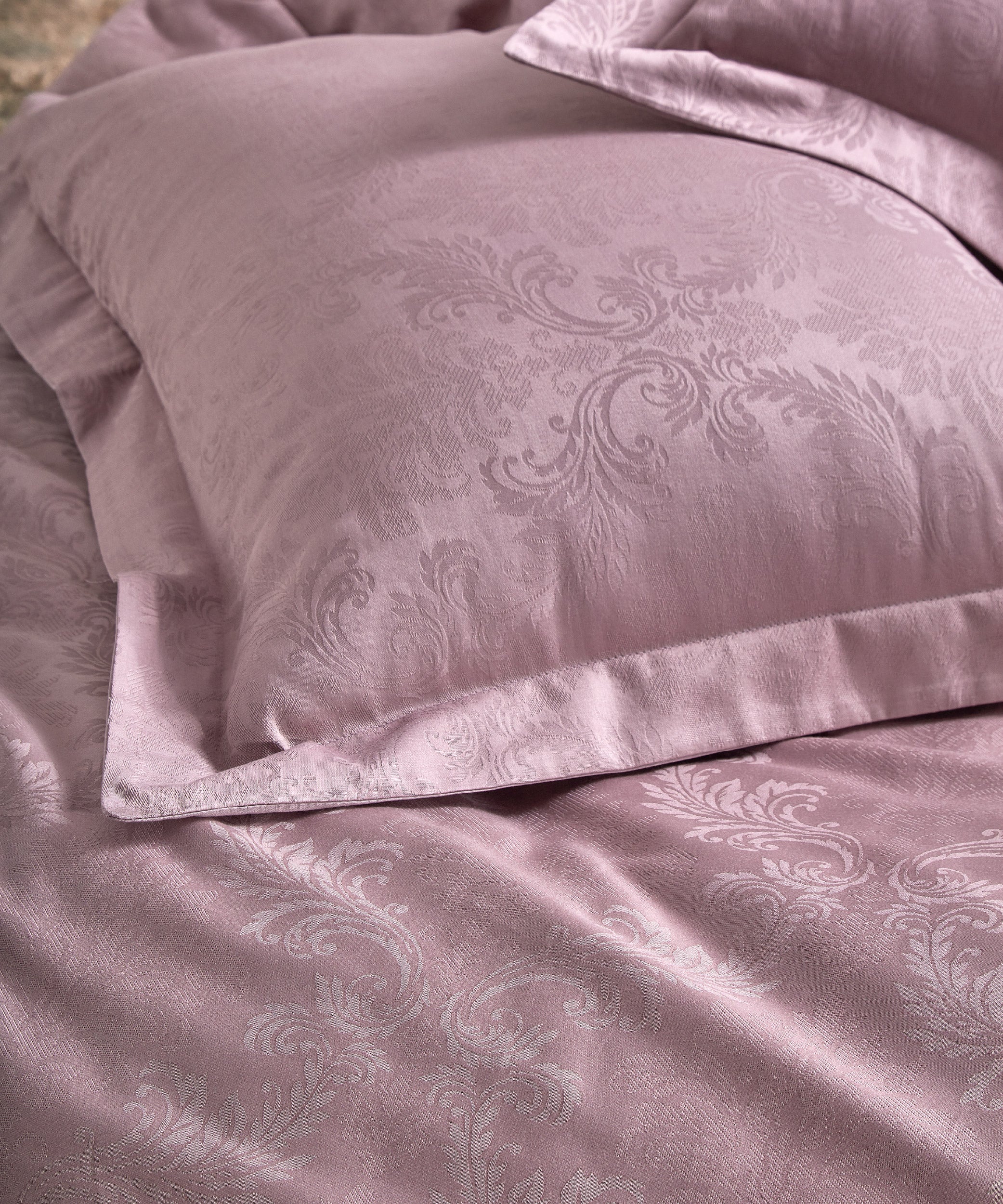 %100 Pamuk Jakarlı Nevresim Takımı Hoten - Natural Violet