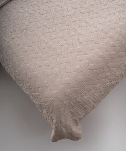 Dayanıklılığı artıran çift iğne kenar dikişli stonewash pamuk yatak örtüsü, Cream detay görünümü