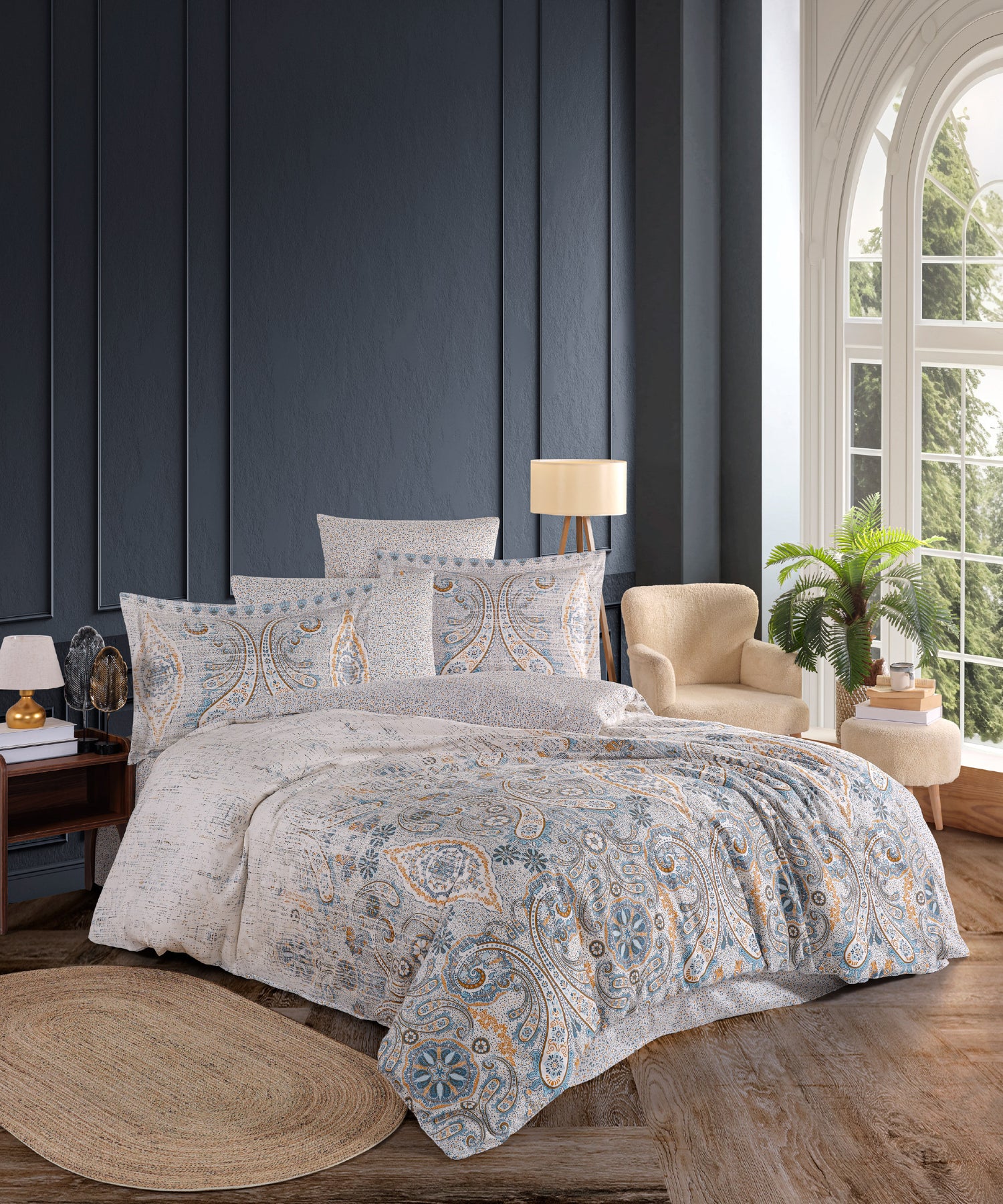 %100 Pamuk Baskılı Saten Nevresim Takımı - Lariya