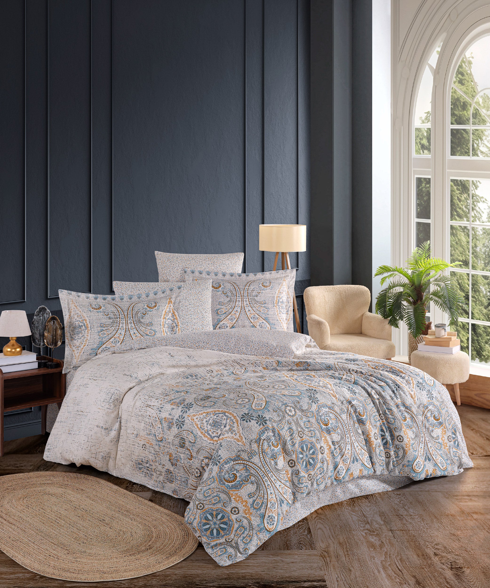 %100 Pamuk Baskılı Saten Nevresim Takımı - Lariya