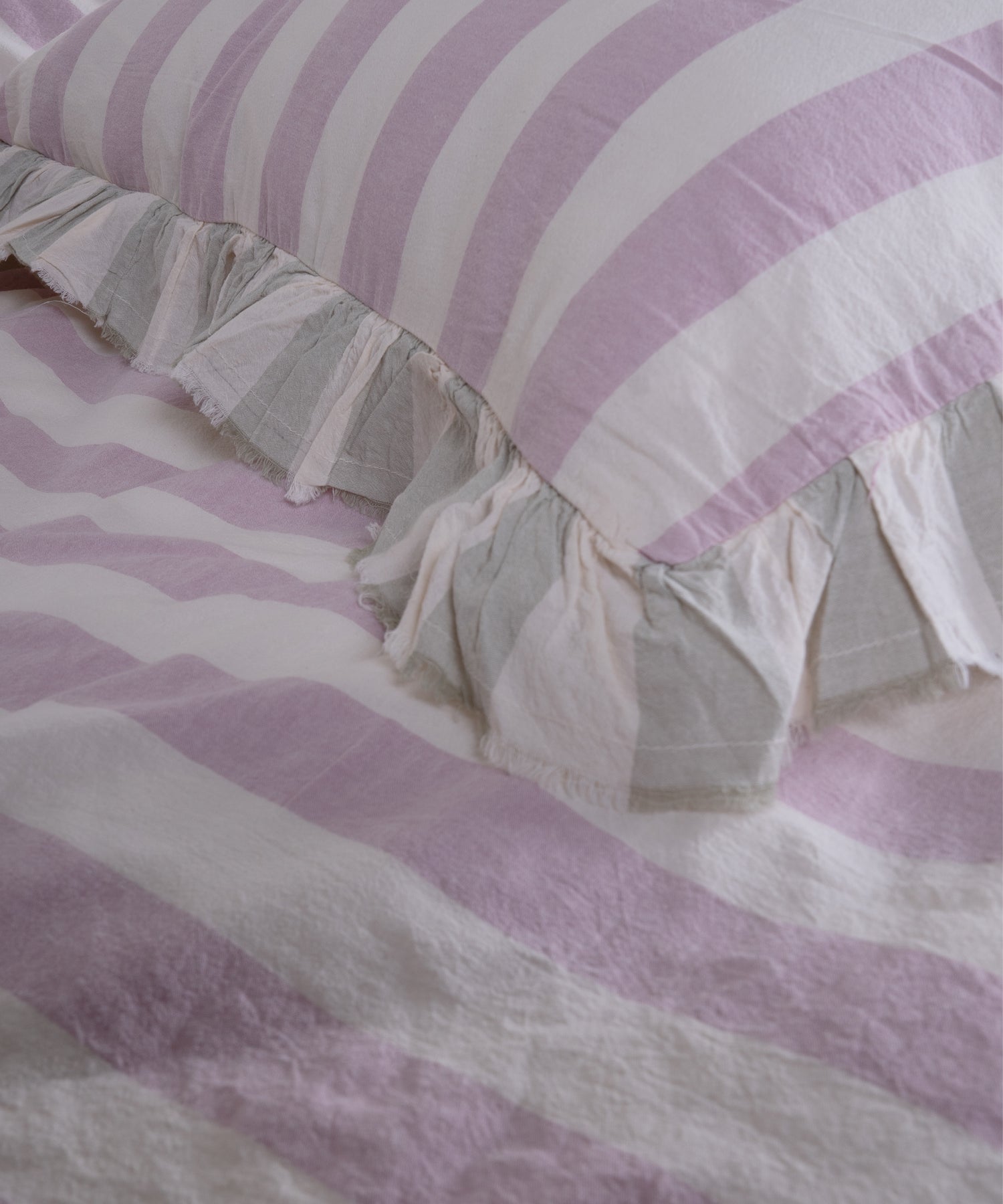 Linea 100% Pamuk Garmentwash İpliği Boyalı Fırfırlı Nevresim Takımı