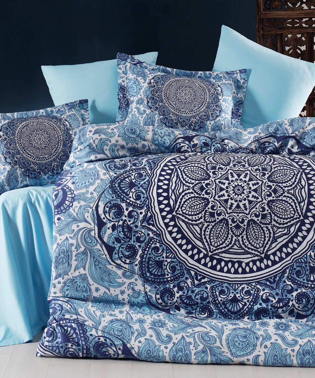 %100 Pamuk Baskılı Saten Nevresim Takımı - Marcelo