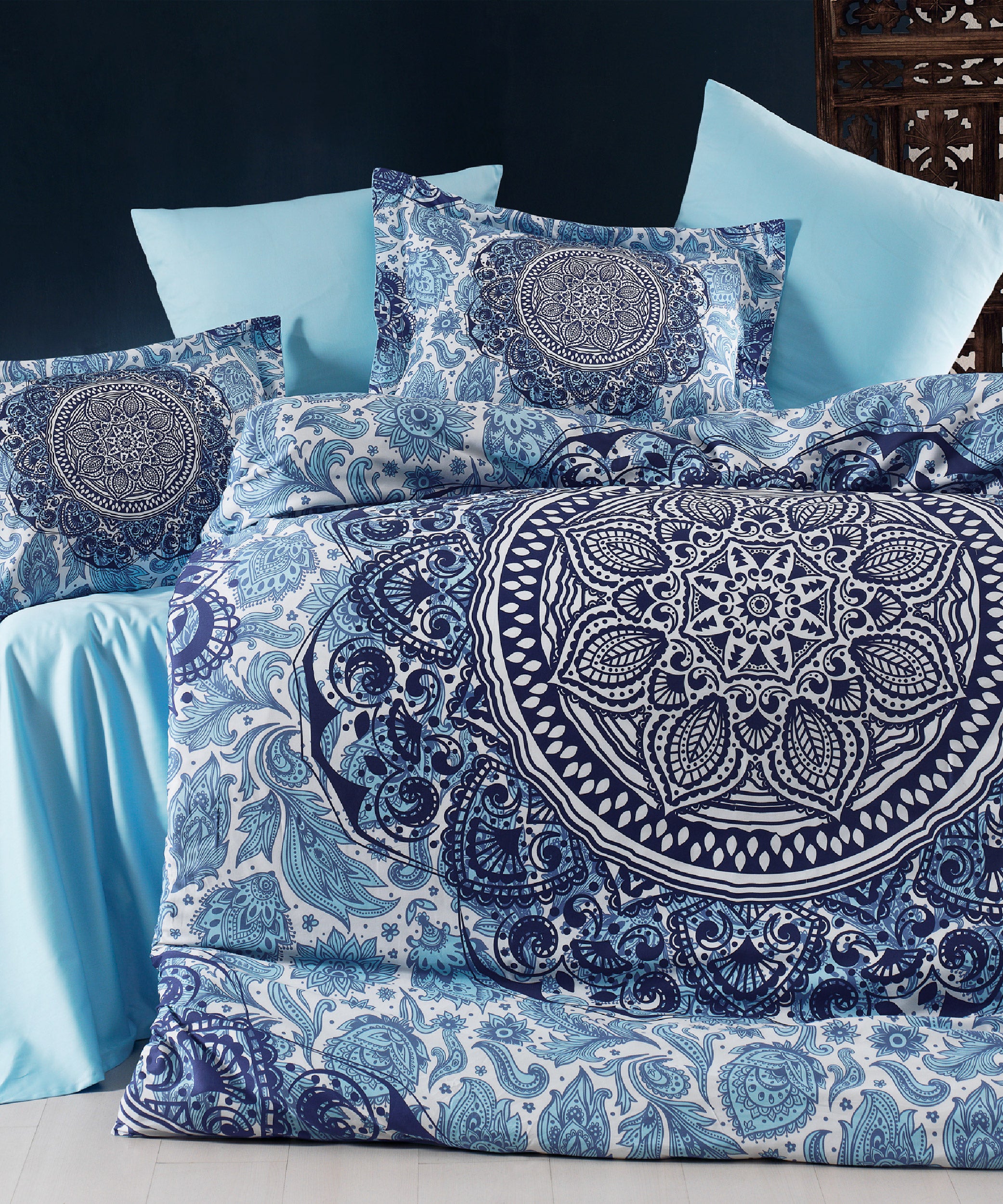 %100 Pamuk Baskılı Saten Nevresim Takımı - Marcelo