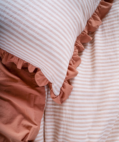 Marrakesh 100% Pamuk Garmentwash İpliği Boyalı Fırfırlı Nevresim Takımı