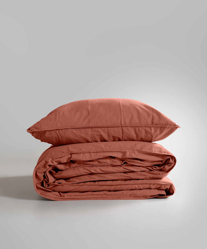 Stonewash 100% Yıkanmış Pamuk Nevresim Seti Mecca Orange
