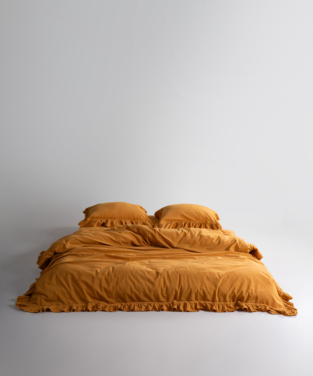 Exclusive Stonewash 100% Yıkanmış Pamuk Nevresim Seti Mustard