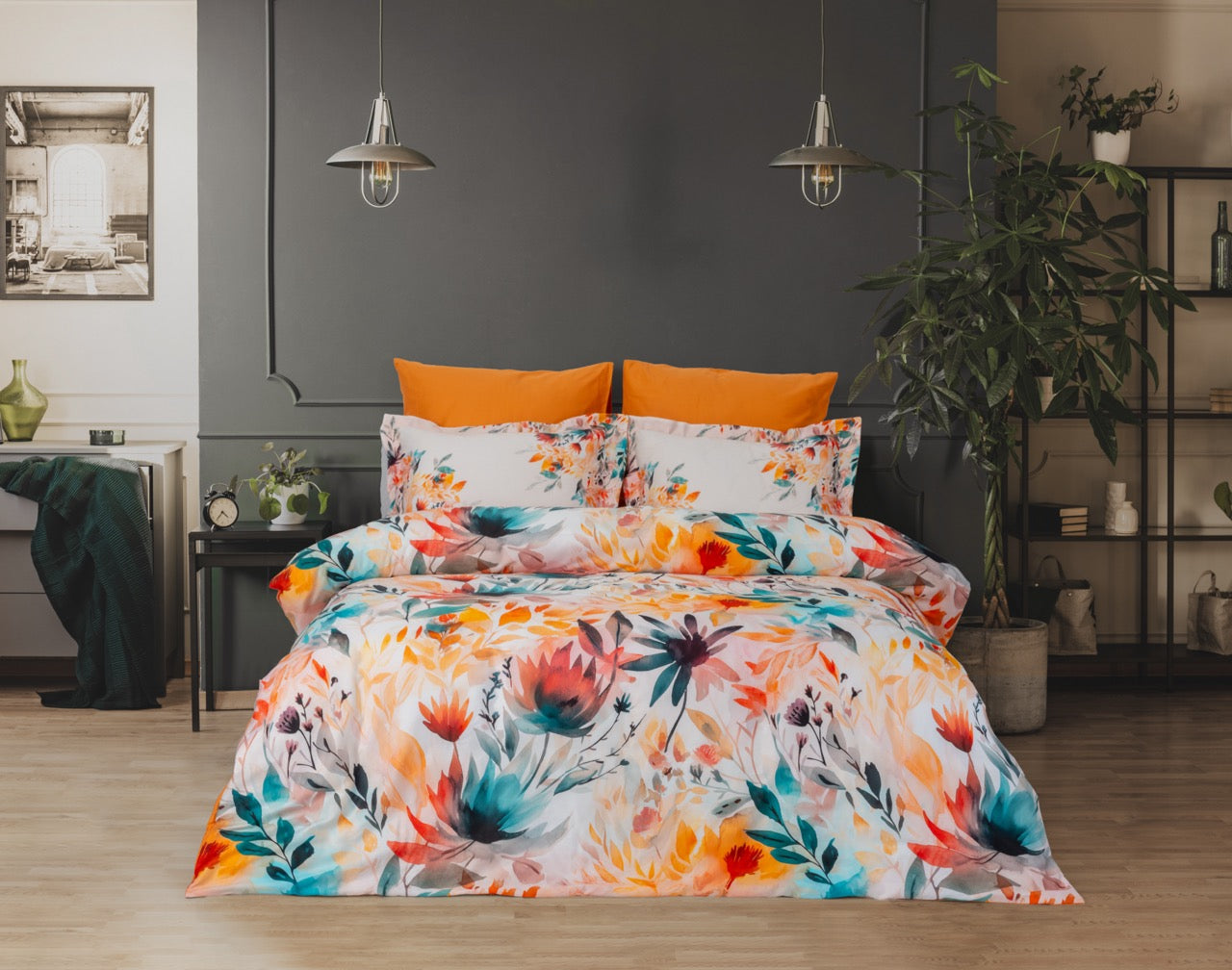 %100 Pamuk Dijital Baskılı Saten Nevresim Takımı - Mia