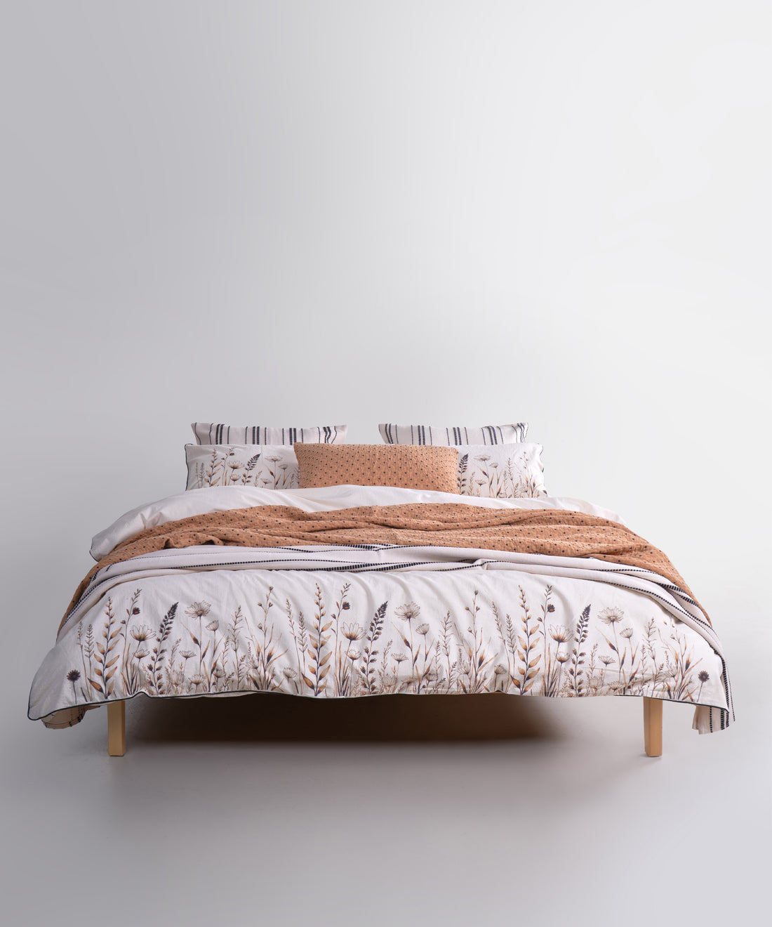 Mocha Garden 100% Pamuk Garmentwash Yatak Örtüsü Seti