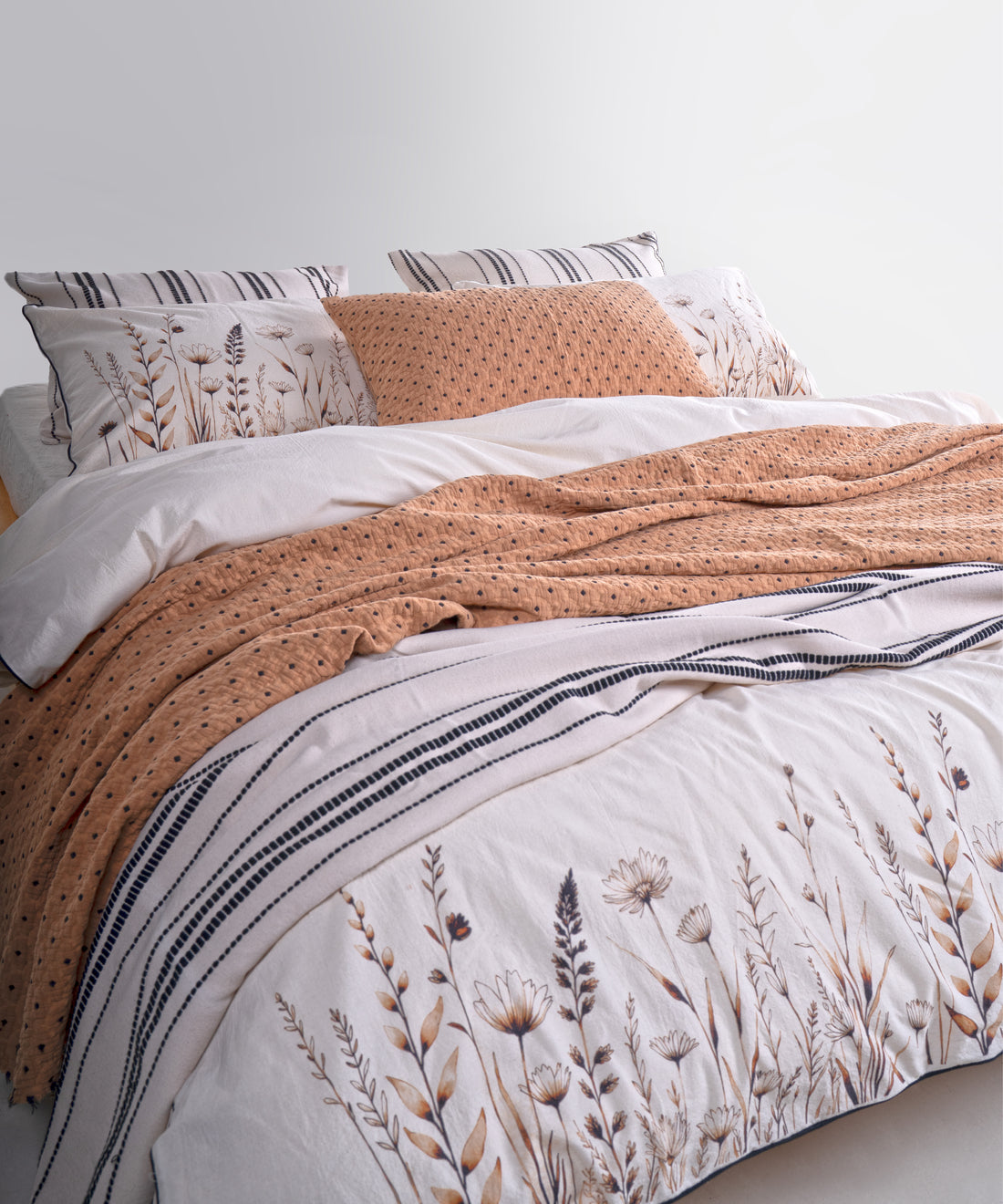 Mocha Garden 100% Pamuk Garmentwash Yatak Örtüsü Seti