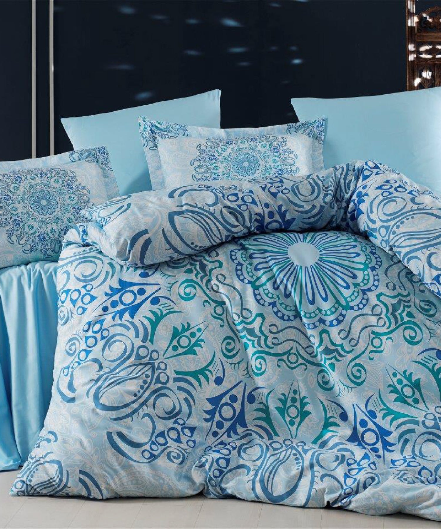 %100 Pamuk Baskılı Saten Nevresim Takımı - Monte Carlo