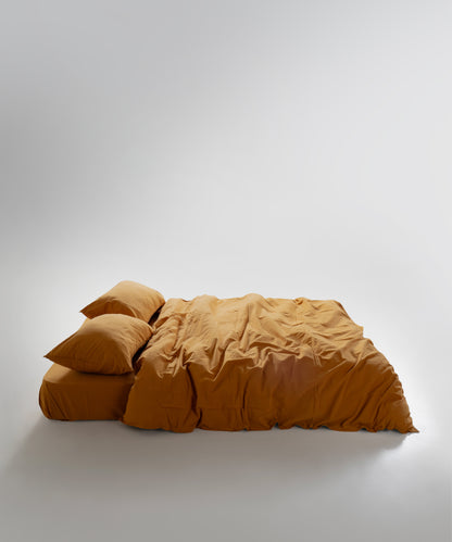 Stonewash 100% Yıkanmış Pamuk Nevresim Takımı Mustard