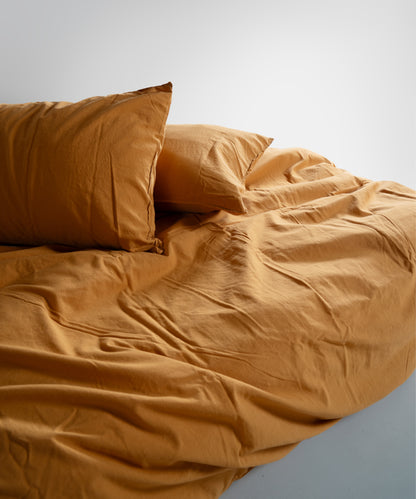 Stonewash 100% Yıkanmış Pamuk Nevresim Takımı Mustard