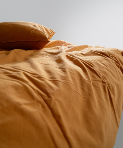 Stonewash 100% Yıkanmış Pamuk Nevresim Takımı Mustard