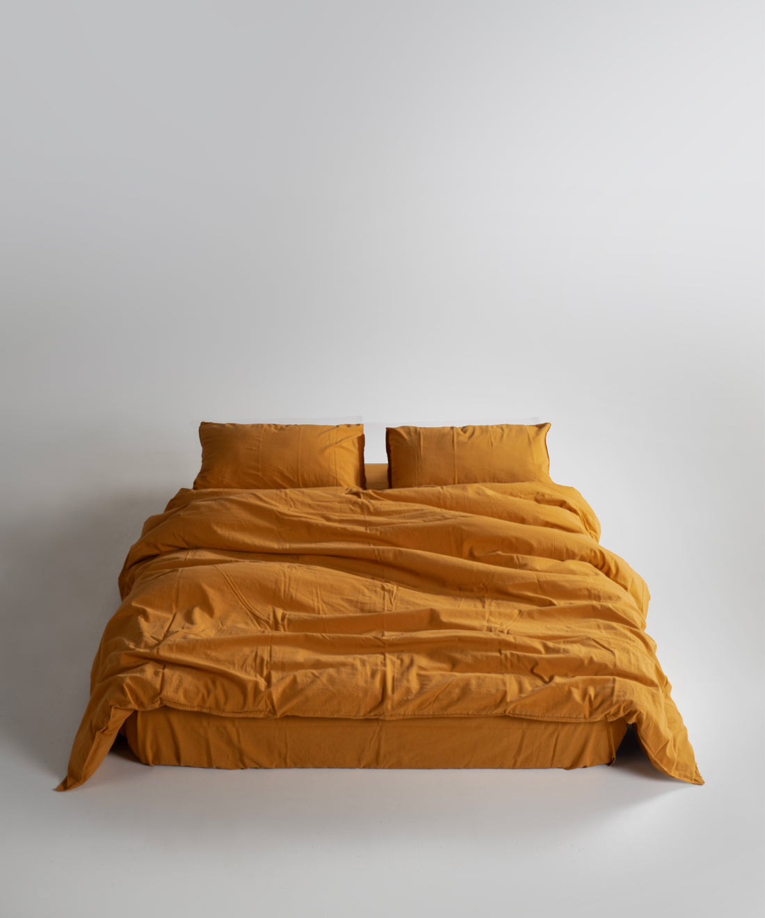 Stonewash 100% Yıkanmış Pamuk Nevresim Takımı Mustard