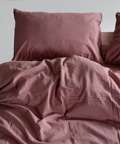 Stonewash 100% Yıkanmış Pamuk Nevresim Takımı Old Rose