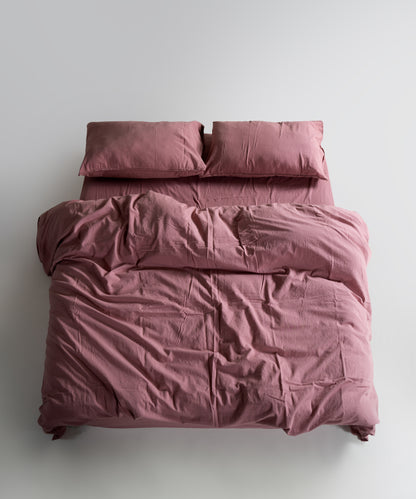 Stonewash 100% Yıkanmış Pamuk Nevresim Takımı Old Rose