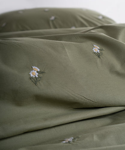 Papatya 100% Pamuk Nakışlı Nevresim Takımı - Olive