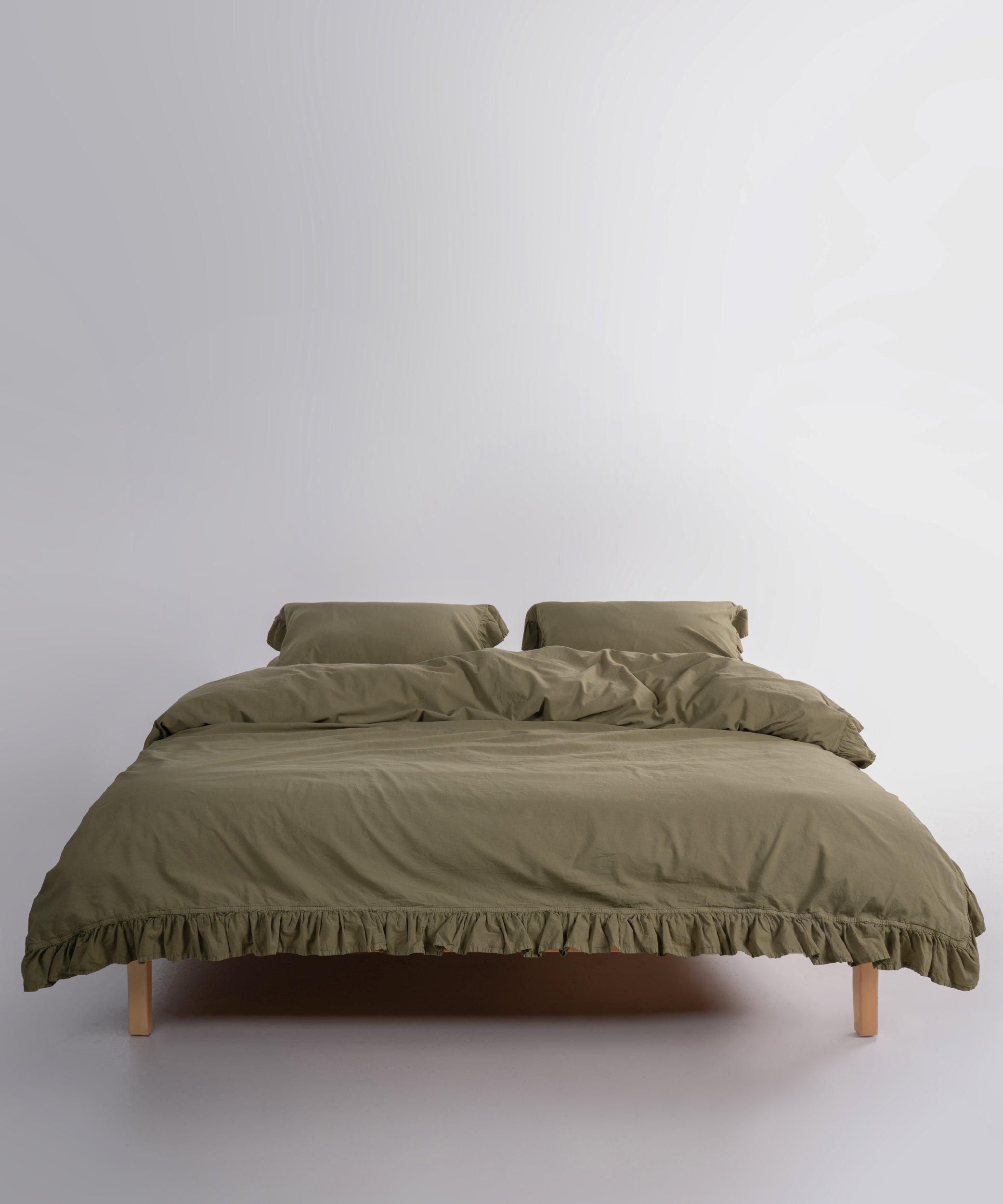 Exclusive Stonewash 100% Yıkanmış Pamuk Nevresim Takımı Olive