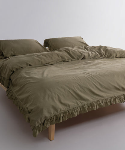 Exclusive Stonewash 100% Yıkanmış Pamuk Nevresim Takımı Olive