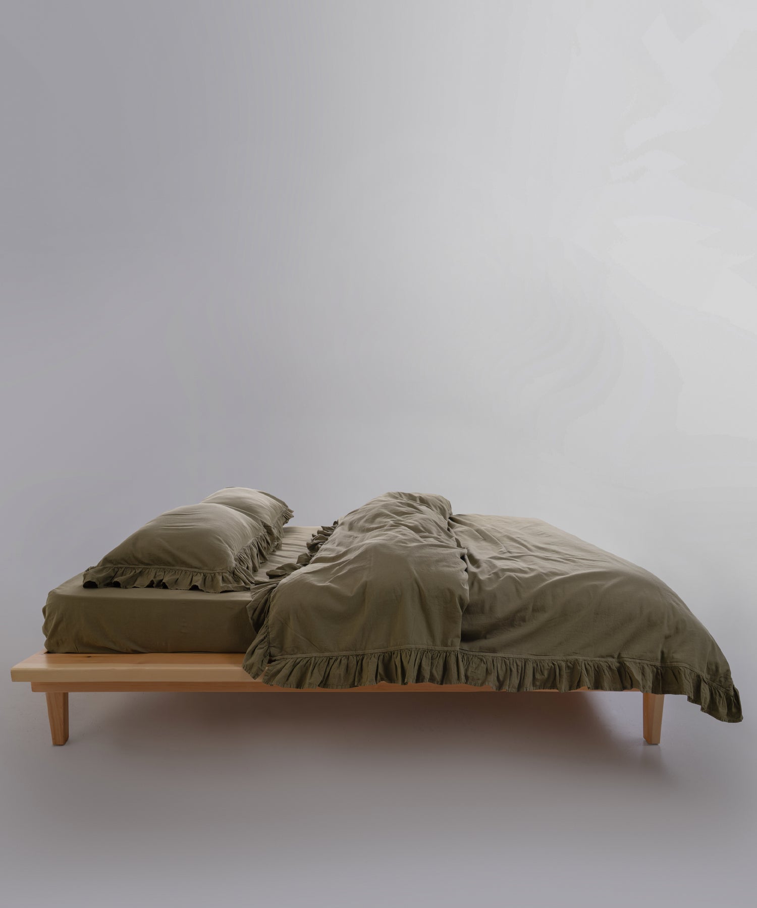 Exclusive Stonewash 100% Yıkanmış Pamuk Nevresim Takımı Olive