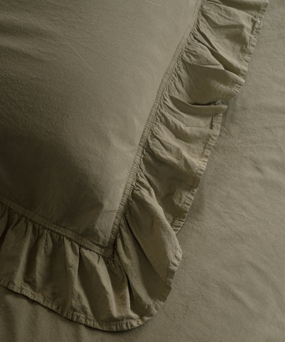 Exclusive Stonewash 100% Yıkanmış Pamuk Nevresim Takımı Olive