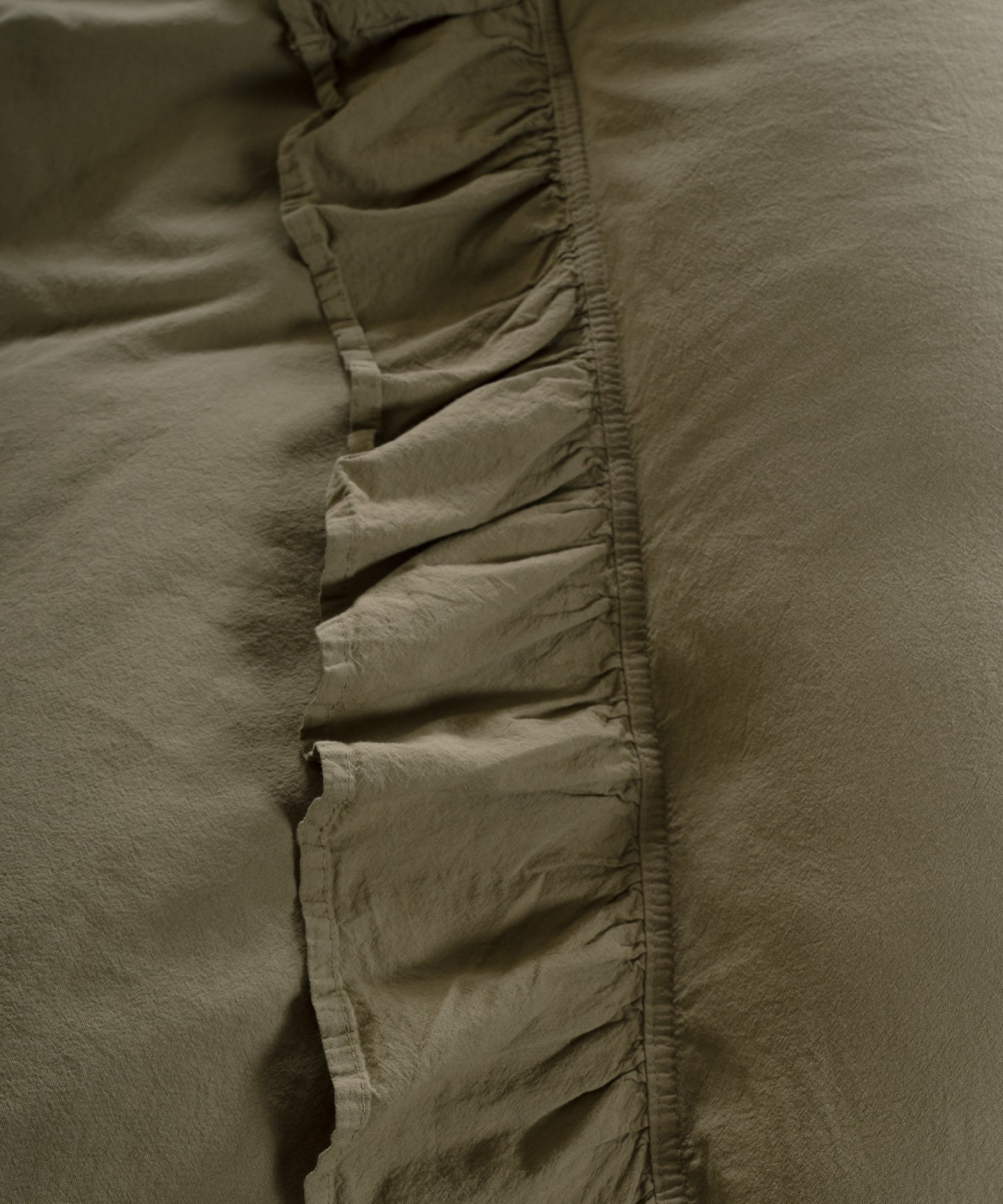 Stonewash Exclusive 100% Soft Pamuk Yastık Kılıfı Fırfırlı Olive