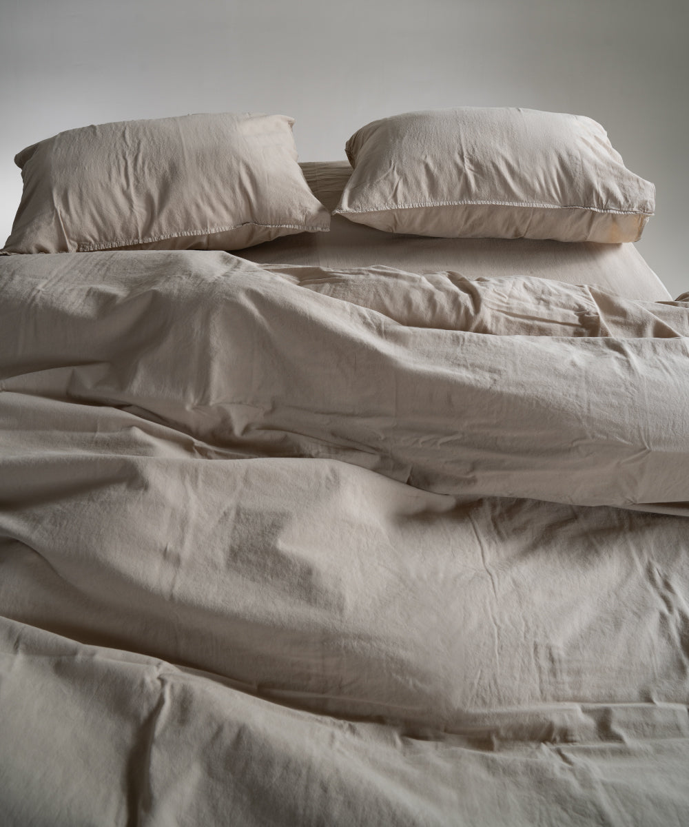 Stonewash 100% Yıkanmış Pamuk Nevresim Takımı Oxford Tan