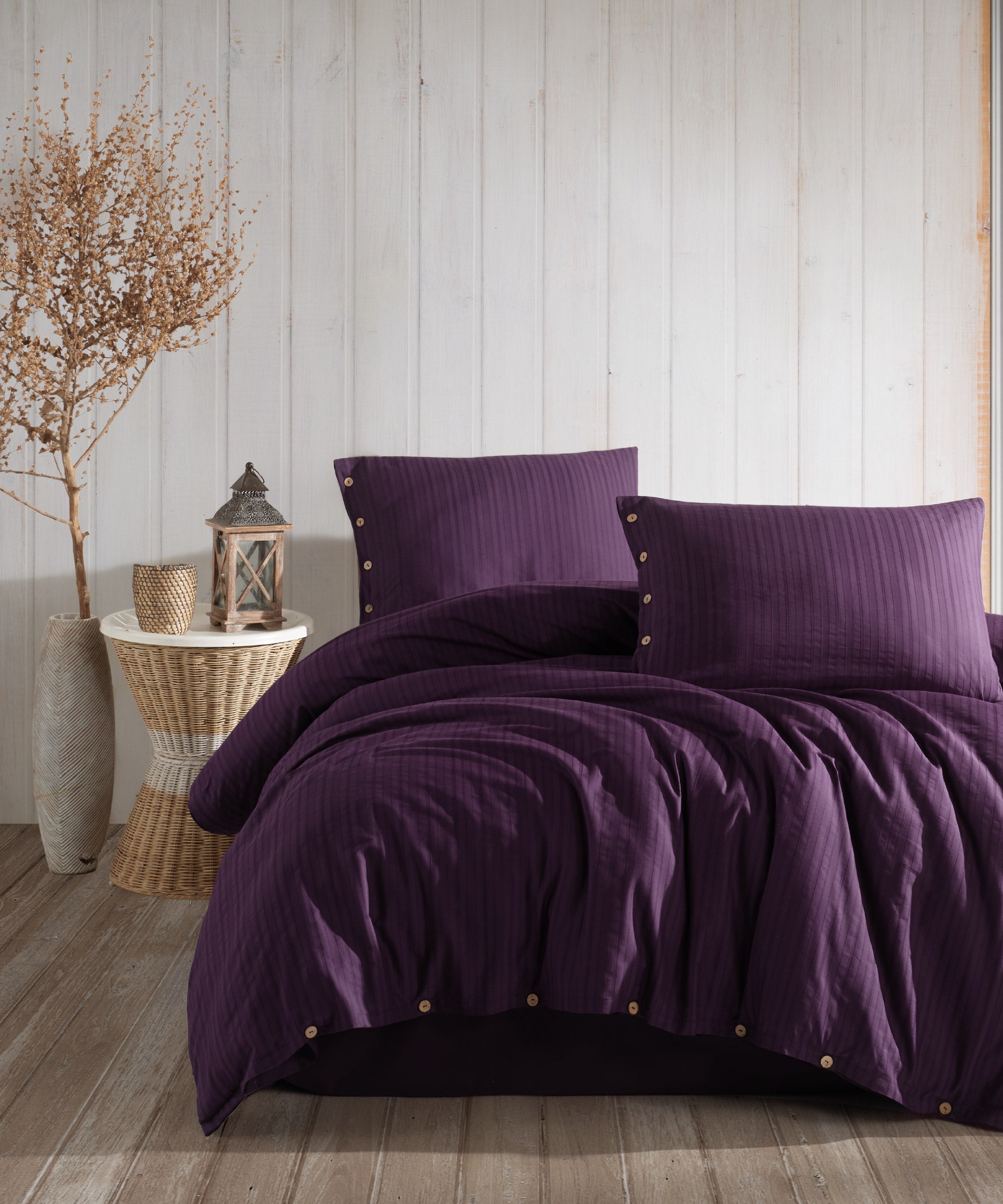 %100 Pamuk Jakarlı Nevresim Takımı Paradiso - Mor