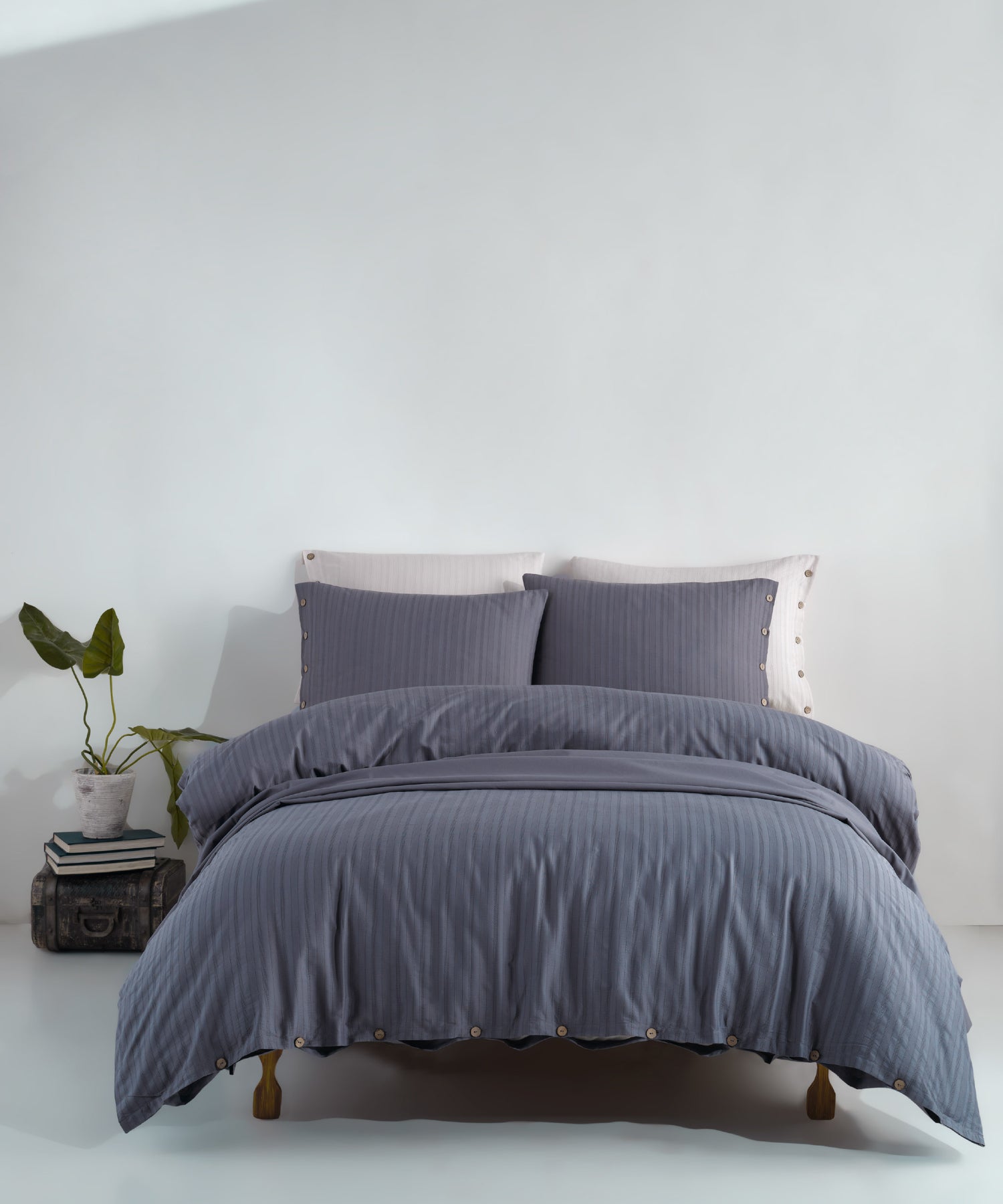 %100 Pamuk Jakarlı Nevresim Takımı Paradiso - Natural Grey