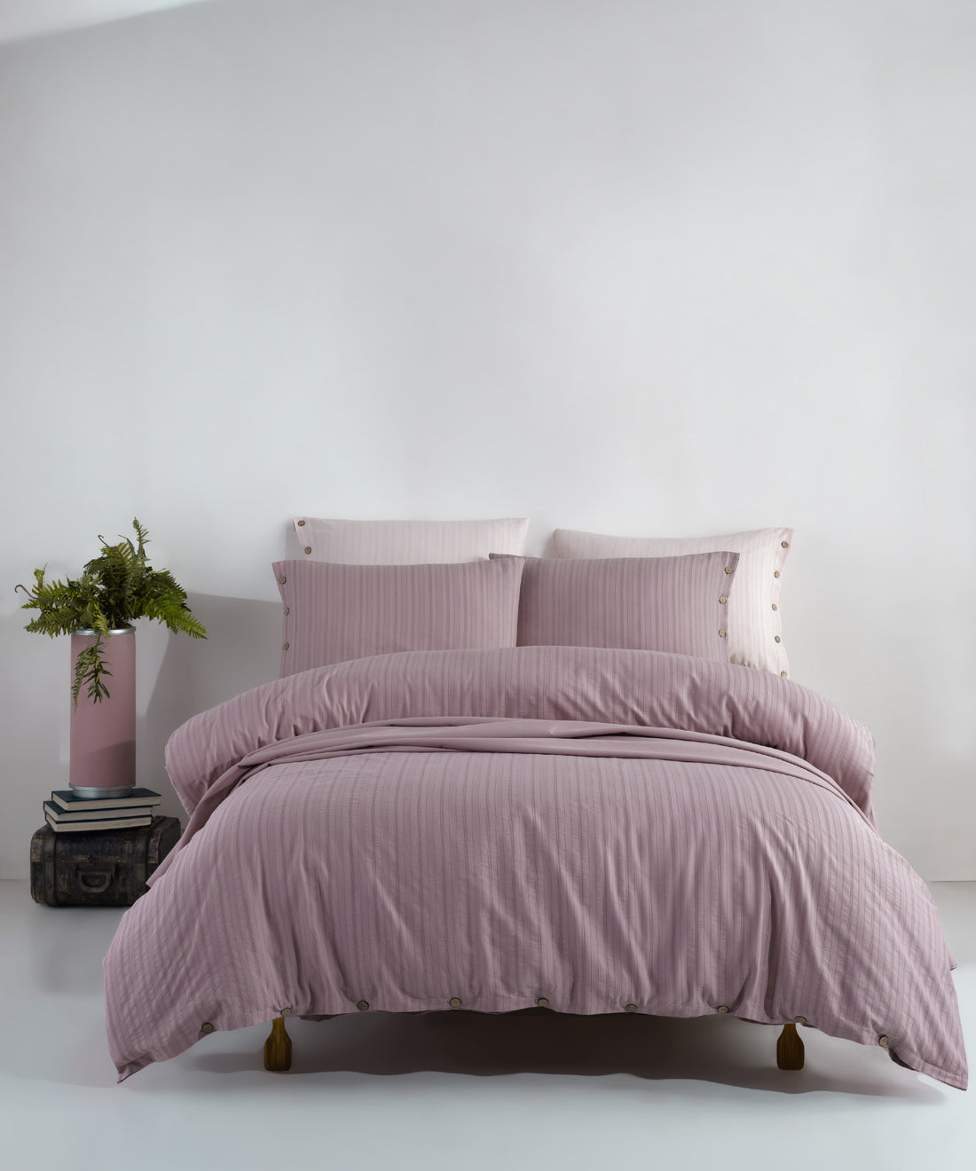 %100 Pamuk Jakarlı Nevresim Takımı Paradiso - Natural Violet