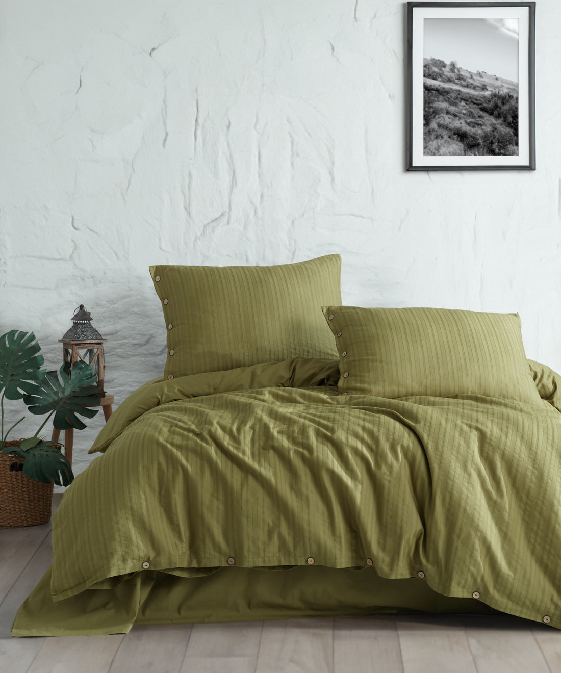 %100 Pamuk Jakarlı Nevresim Takımı Paradiso - Olive