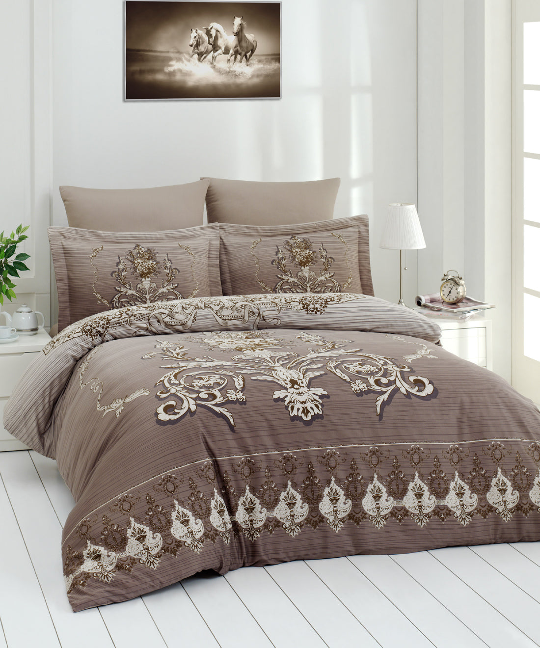 %100 Pamuk Baskılı Saten Nevresim Takımı - Picasso