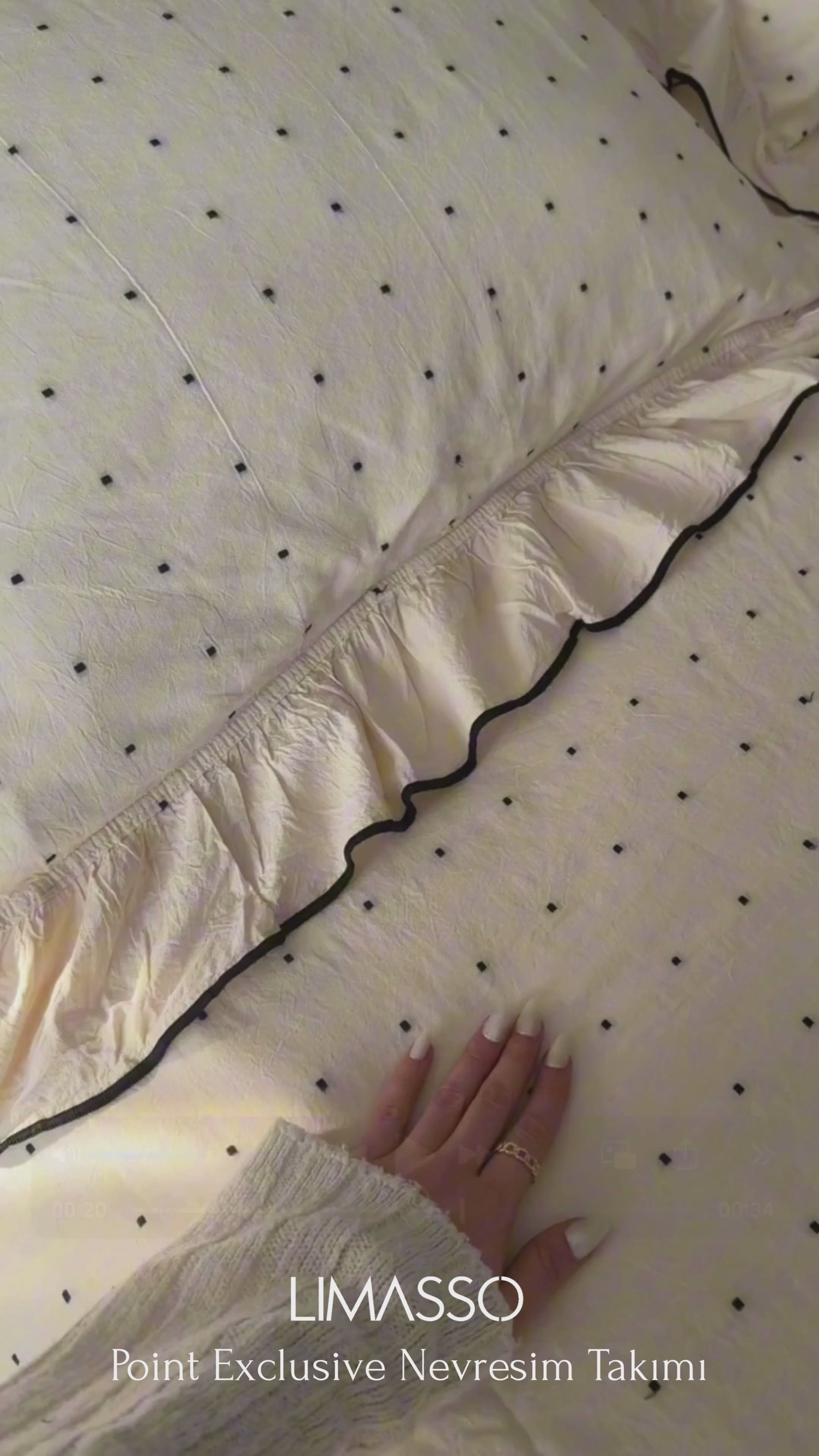 Point 100% Pamuk İpliği Boyalı Fırfırlı Nevresim Takımı