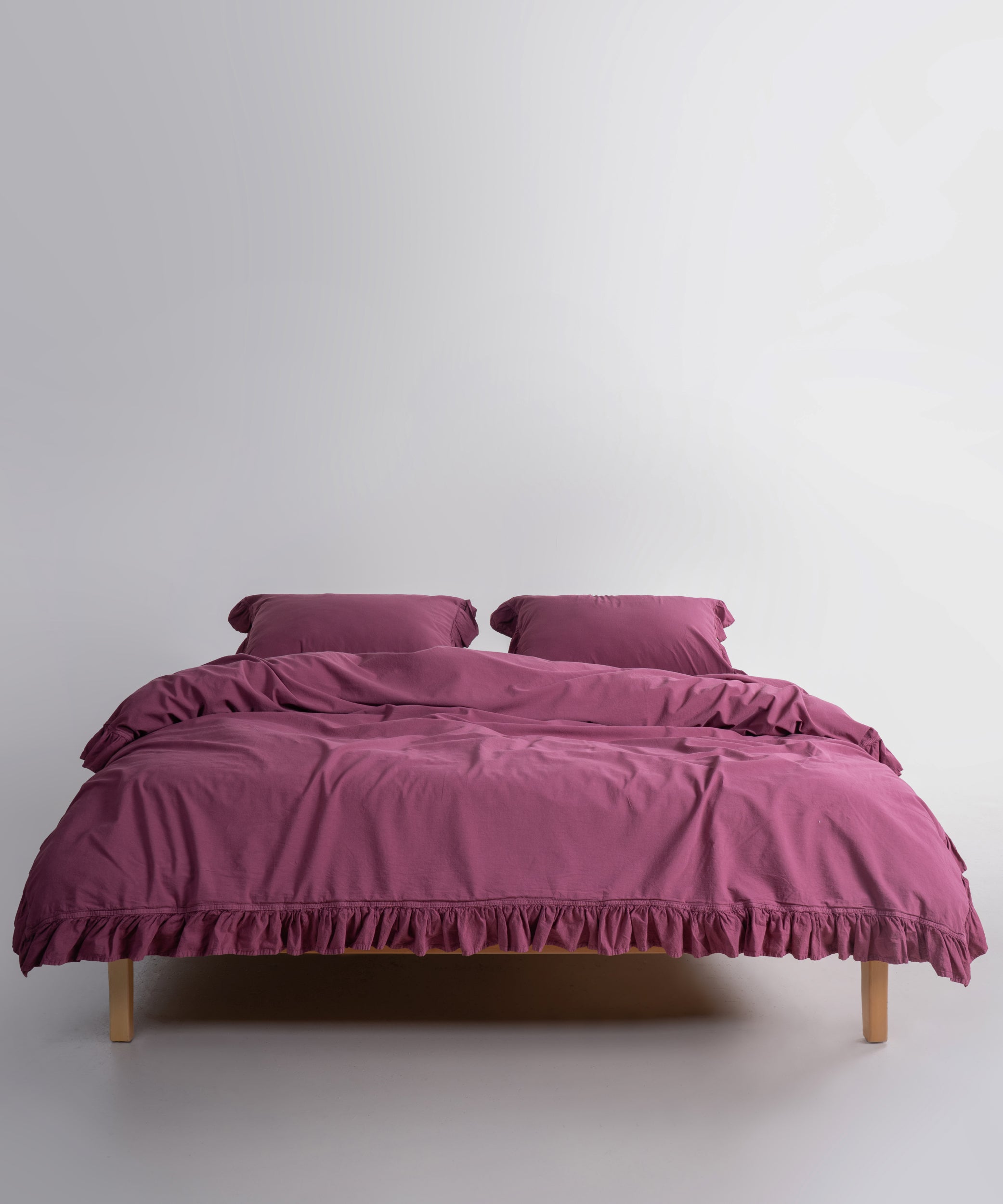 Exclusive Stonewash 100% Yıkanmış Pamuk Nevresim Seti Raspberry
