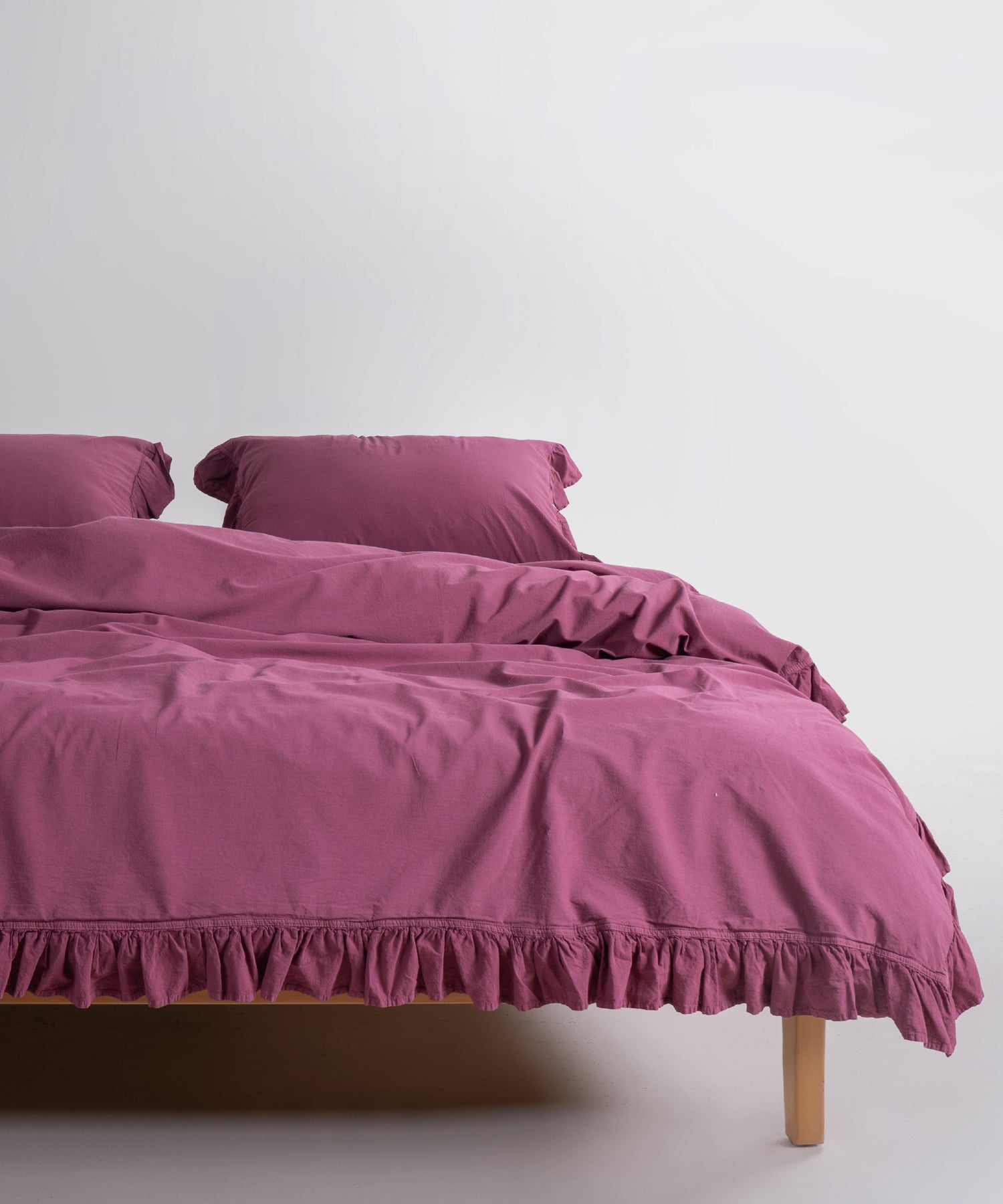 Exclusive Stonewash 100% Yıkanmış Pamuk Nevresim Seti Raspberry