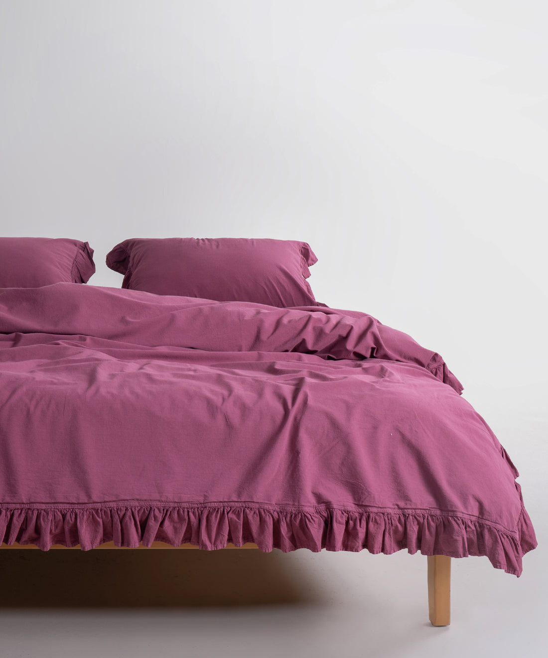 Exclusive Stonewash 100% Yıkanmış Pamuk Nevresim Takımı Raspberry