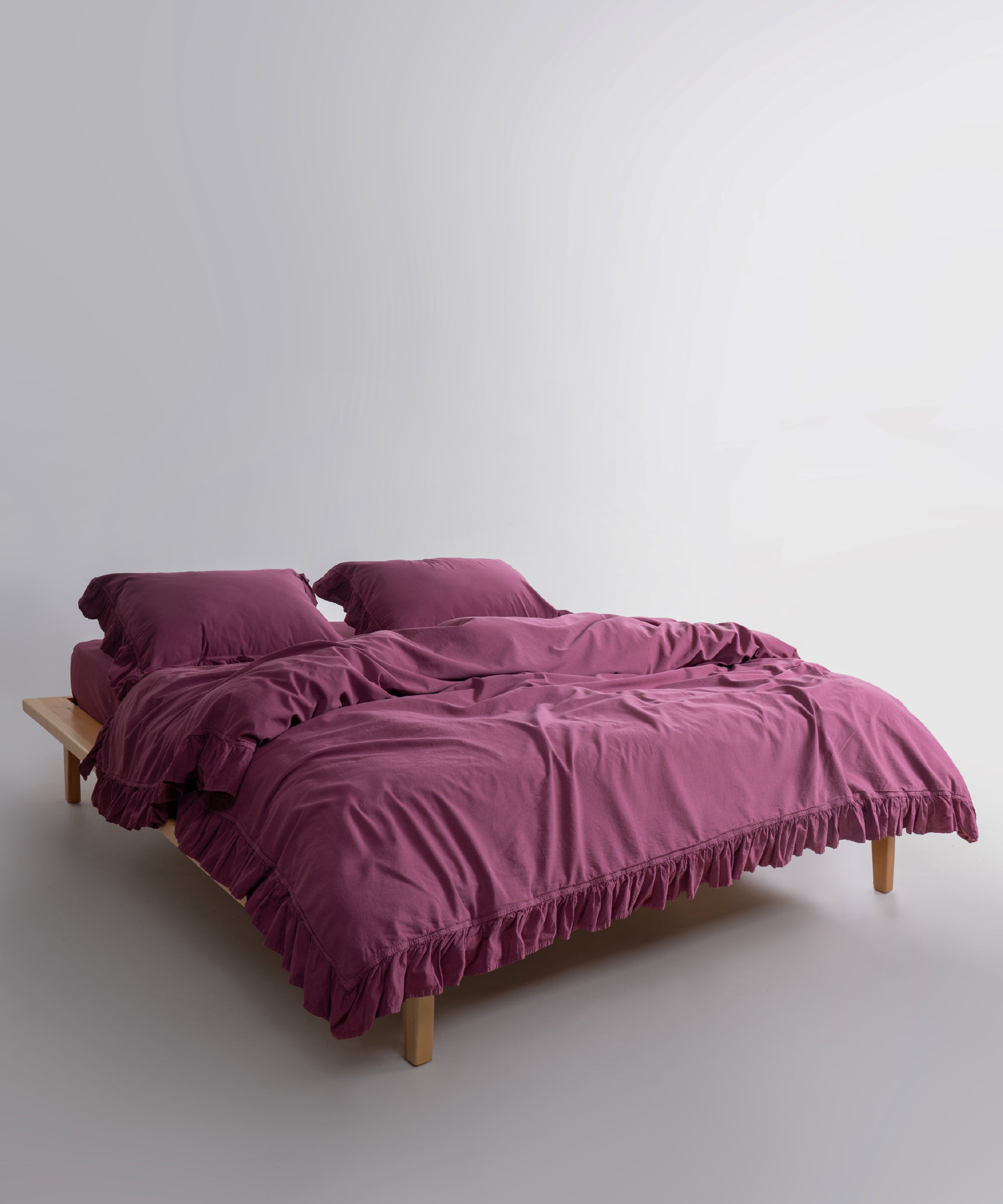 Exclusive Stonewash 100% Yıkanmış Pamuk Nevresim Seti Raspberry