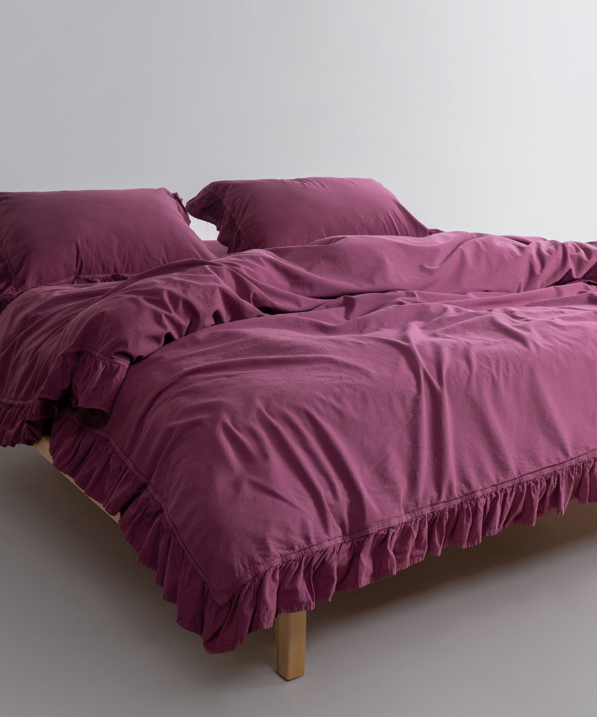 Exclusive Stonewash 100% Yıkanmış Pamuk Nevresim Seti Raspberry