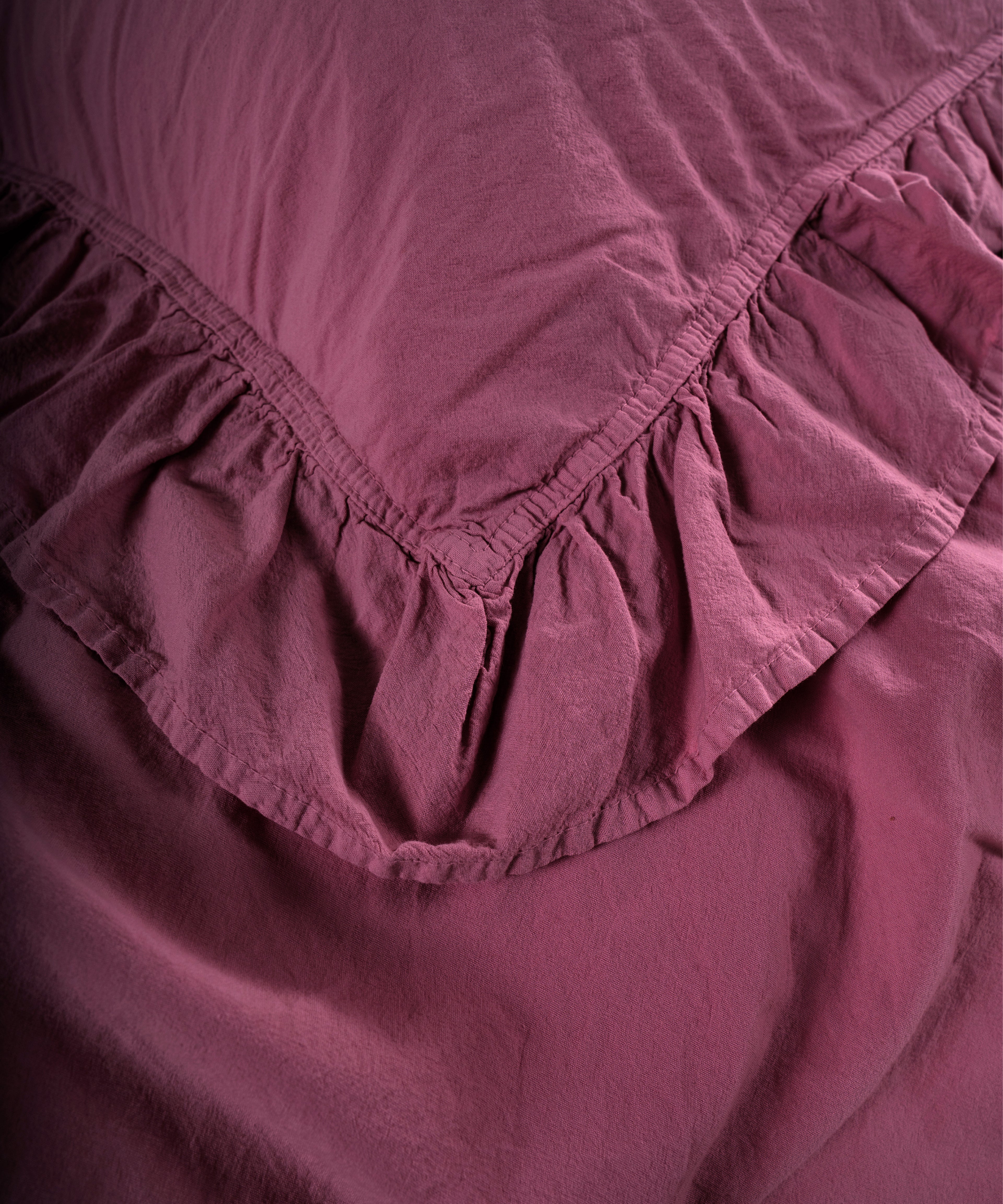 Stonewash 100% Yıkanmış Pamuk Exclusive Nevresim Takımı Raspberry