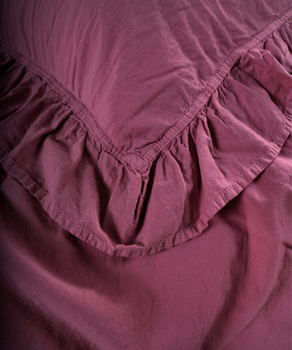 Stonewash 100% Yıkanmış Pamuk Exclusive Nevresim Takımı Raspberry