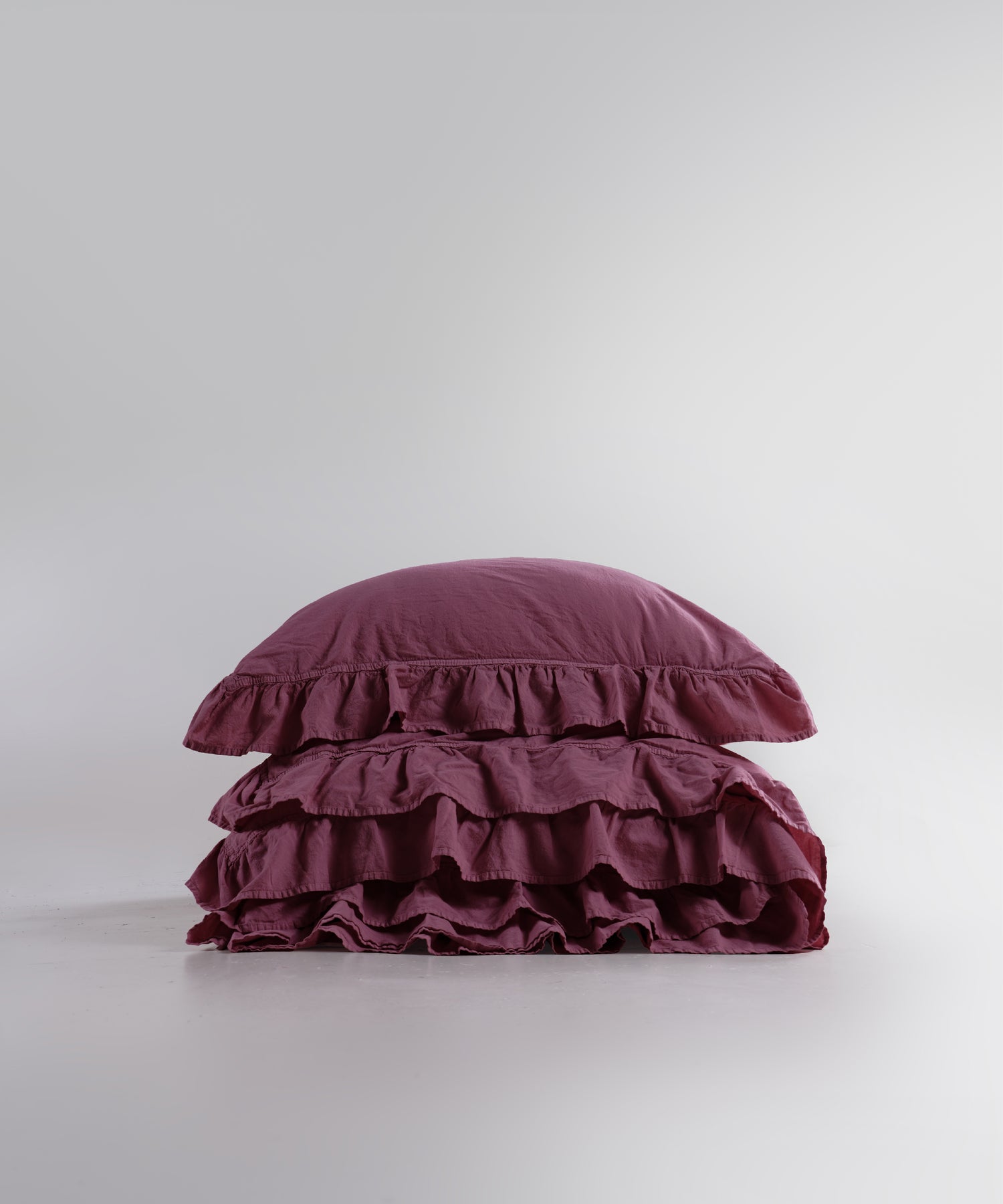 Stonewash 100% Yıkanmış Pamuk Exclusive Nevresim Takımı Raspberry